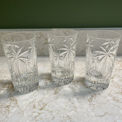 Godinger Deep Cut Palm Tree Highball Tumblers – Clear Glass Barware – Set of 3