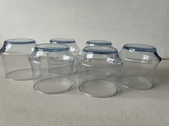 6 Vintage Libbey Impromptu Azure Blue Short Glasses 11 oz, 3.25” High
