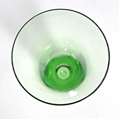 Green Ombre Art Glass Champagne Flute 8 7/8″ Tulip Bowl Clear Stem Goblet