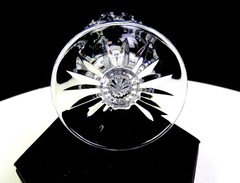 Kusak Brilliant Cut Crystal Cherry Diamond And Fan 2pc 5 5/8″ Wine Glasses 1975-