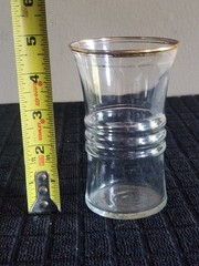 9 oz Gold Rimmed Flat Tumbler by Anchor Hocking Vintage • 4⅝» Tall