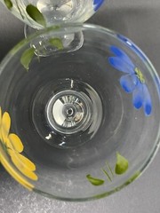 Set Of 2 Handpaint Italy Libbey La Primula Daisy Floral Yellow Blue Glass Goblet