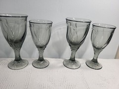 Noritake Sweet Swirl Gray Smoke Wine And Water Glasses 2 Each 6 Oz And 8 Oz