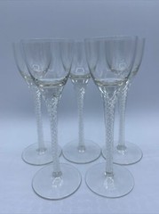 Lot Of 5 Crystal Air Twist Stem Handblown SHERRY GLASSES-Belaire by Bohemia