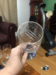 4 Lenox Crystal Cobalt Blue Stem Swag Drape Gold Rim Wine Glasses