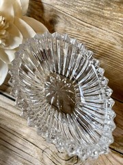 Gorham Chantilly Vintage Crystal Egg Treasure Trinket Box With Lid, Lead Cry