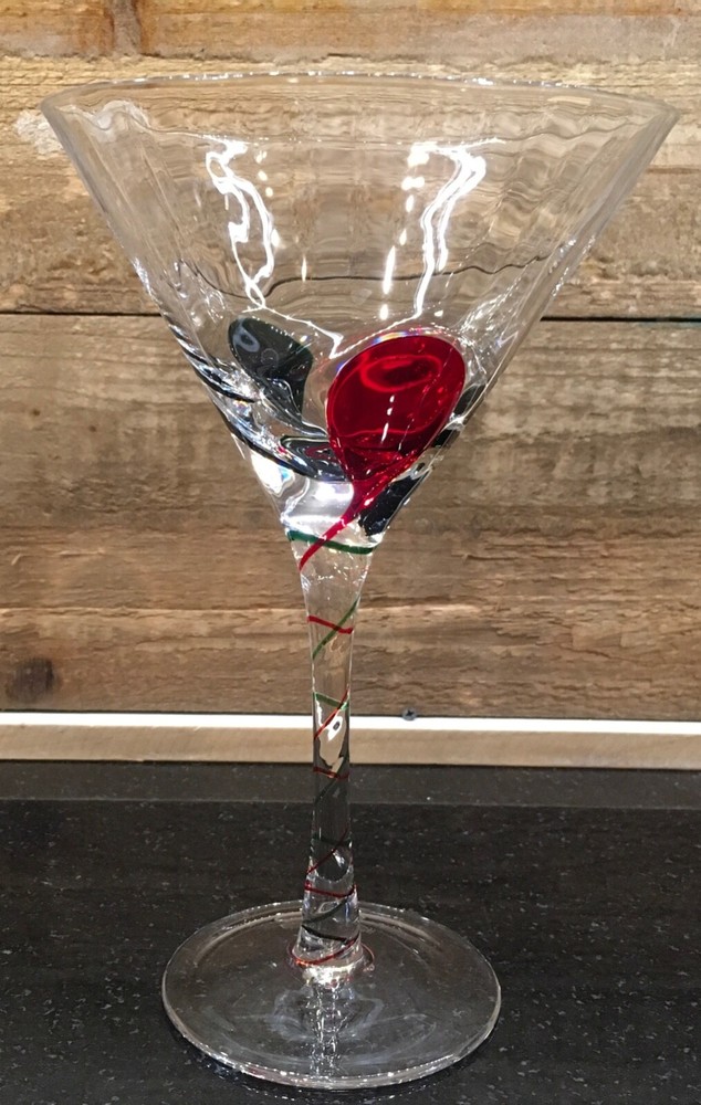 Pier 1 Imports Optic Martini Cosmopolitan Glass Red & Green Stripe