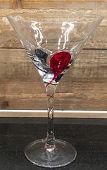 Pier 1 Imports Optic Martini Cosmopolitan Glass Red & Green Stripe