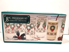 Williamette Tumblers Victorian Christmas Wreath 16 oz Set of 8 in box
