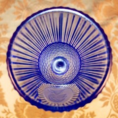 Vintage AVON Blue Goblet Ribbed George Washington Colonial 2 Wine Glass