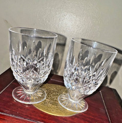 2pcs Vintage Footed Juice Glasses by Waterford Crystal LISMORE pattern set