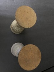Vintage Studio Art Pottery stoneware pair of Goblets With Pinched Stems Signed