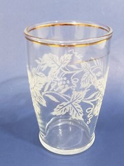 Vintage 1960s Juice Tumbler Bartlett Collins Glass Embossed Grape Vine Pattern