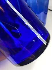 Cobalt Blue Tumblers Heavy Blow Glass Rough Pontil Set 7 No Chips