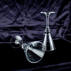1960’s New York Vintage Crystal Clear Solid Round Coctail Martini Glasses Set 2