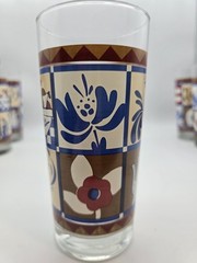 Set Of 6 VTG Pfaltzgraff 16oz Glasses Tumblers Colonial Americana Folk Art 6.25″