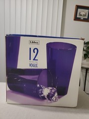 Vtg 12 Libbey VOGUE Cobalt Dark Blue Drinking Glasses 14.5 Oz & 17 Oz Set USA