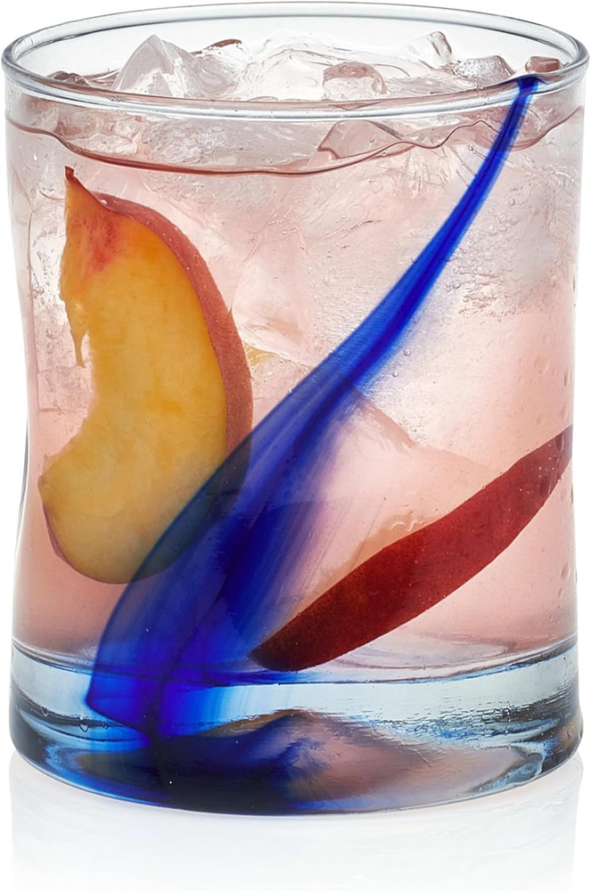 Libbey Blue Ribbon Impressions Rocks Glasses, 12.5-Ounce, Set of 8