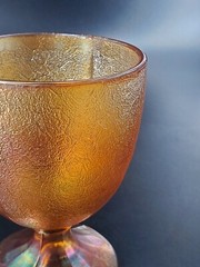 Vintage CARNIVAL GLASS GOBLET, 4¾»x3½», amber