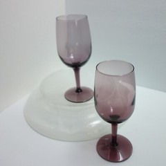 Libbey Wine Glass 6″ Purple Amethyst Set of 2 Stemware Romantic