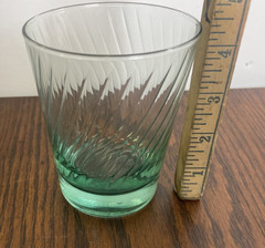 Vtg 70’s Libbey Spanish Green Optic Swirl Juice Glass 4.5” Thick Weighted Base