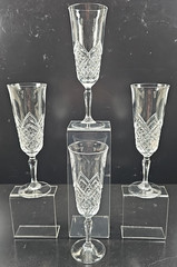 4) Cristal D’Arques Altesse Fluted Champagne Vintage Set Elegant Crystal Bar Lot