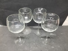 3 JOY JOLT LAYLA CRYSTAL CLEAR BEVELED OPTIC WINE WATER GLASSES STEMWARE 7 3/8″