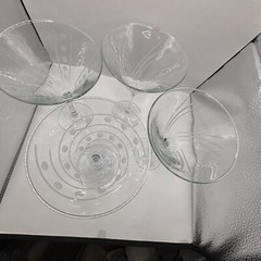 Set Of 4 Crystal High Quality Martini Glasses Variety Etched Designs Barware