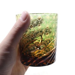 Crystal Whiskey Glasses Tumbler Edo Kiriko Glassware Vodka Wine 9oz Amber Green