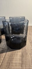Set of 4 LIBBEY Facets Dusky Cobalt Blue Old Fasioned Octagon Shape Glasses