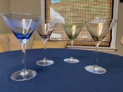 Beautiful Vintage Mikasa Crystal Martini Glasses, 4 Etched Designs & Colors