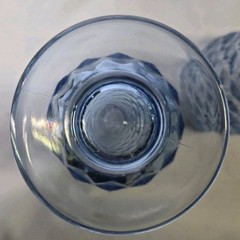 3 Vtg Ice Blue Glasses Colony Whitehall Cubist Footed Tumblers 6″ x 3″