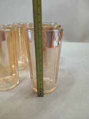 Vintage Jeanette Glass MODERNE Peach Lusterware 5in Juice Glass Set (6)