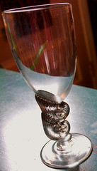 RARE Hand Blown DOUBLE NAUTILUS Water Goblet BOB CROOKS Signed British ART GLASS