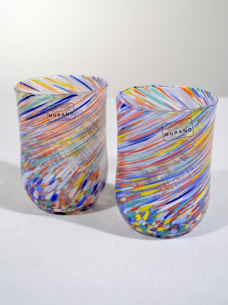 NWT MURANO CONFETTI GLASS TUMBLERS, SET OF 2