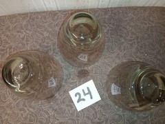 Vintage Glass Classic Smoke Double Old Fashion 4” Glasses Set Of 3