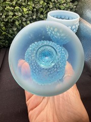 *GLOWS* Vintage Fenton Blue Opalescent Hobnail Goblets – Set of 2