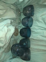 Thumbprint Goblet Blue Gray Lot Of 6-hard To Find