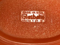 MidCentury Orange Glasbake 1Qt Covered Casserole J2274-75 W/Wire Stand