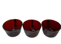 Set Of 3 – Vintage Royal Ruby RED Tea Cups Anchor Hocking – 2.5”T x 3.25”D