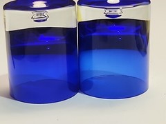 2 Block Cobalt Blue Bubble Bottom Old Fashioned Lowball Glasses
