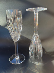 Gorgeous Pair of WATERFORD CRYSTAL Carina Fluted Champagne Glasses 8 1/2, MINT