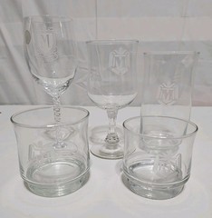 5 Cristal D’Arques J G Durand Etched Letter «M» Glasses France McGowan