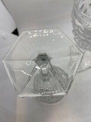 3 Fostoria American Cube Hex Footed Water Wine Goblets 8oz Stemmed Glasses 6 7/8