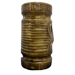 Vintage Tiki Mug Brown Ceramic Hawaiian Polynesian Bar Mug 6” Gloss Glaze