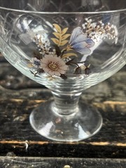 Delicate Painted Cut Crystal Champagne Coupe Sherbet Glass Stem