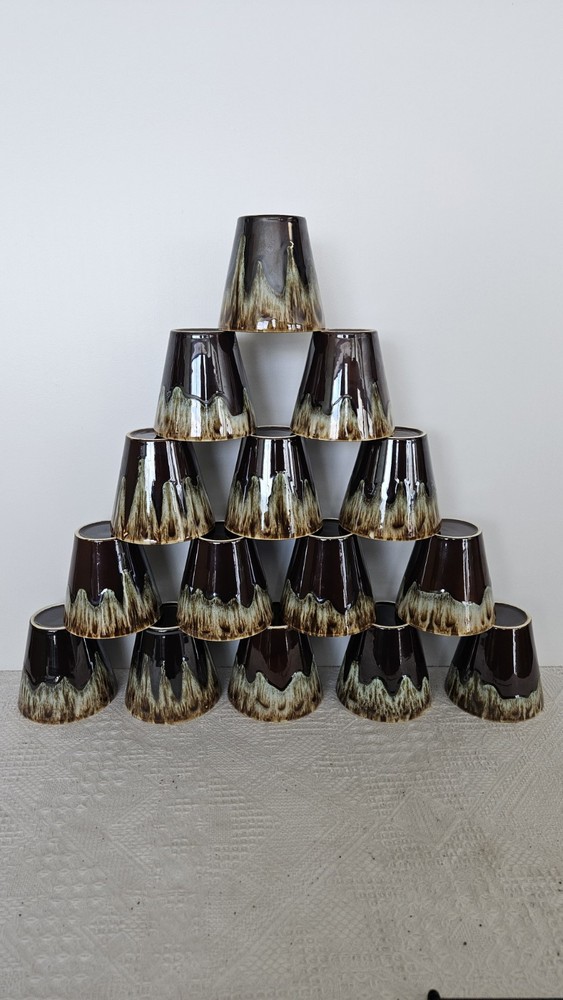 Canonsburg Pottery Brown Drip Glaze Set Of 15 Tumblers Cups 10oz 3½»