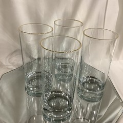 Crisa by Libbey Gold Rimmed 6” Ice Tea Glass – Set of 4 VGC
