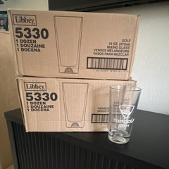 Libbey 5330 Mixing Glass 16 oz Topgolf Tampa Logo Clear Glass