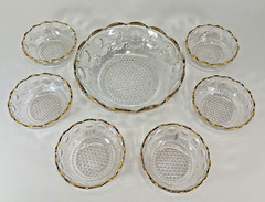 Vintage 1960s Bartlett Collins Clear Gold Trim glass bowls coin spot thumb print